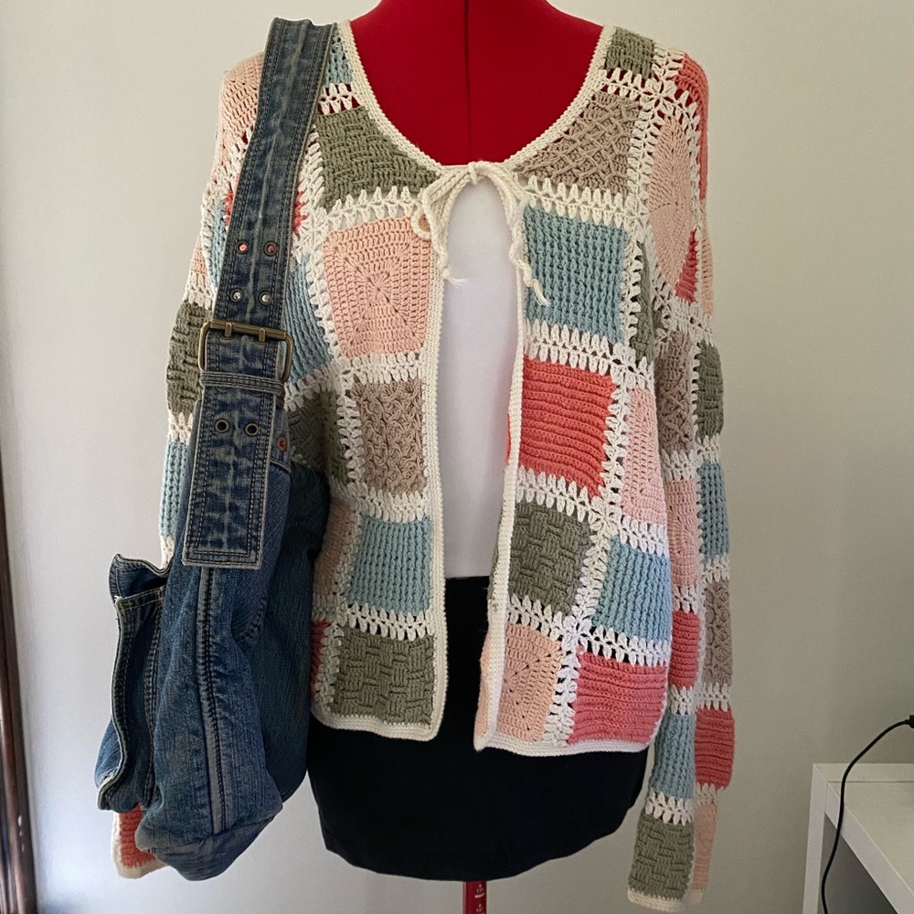 Multicolor Patchwork Cardigan Sweater - Picture 1 of 1